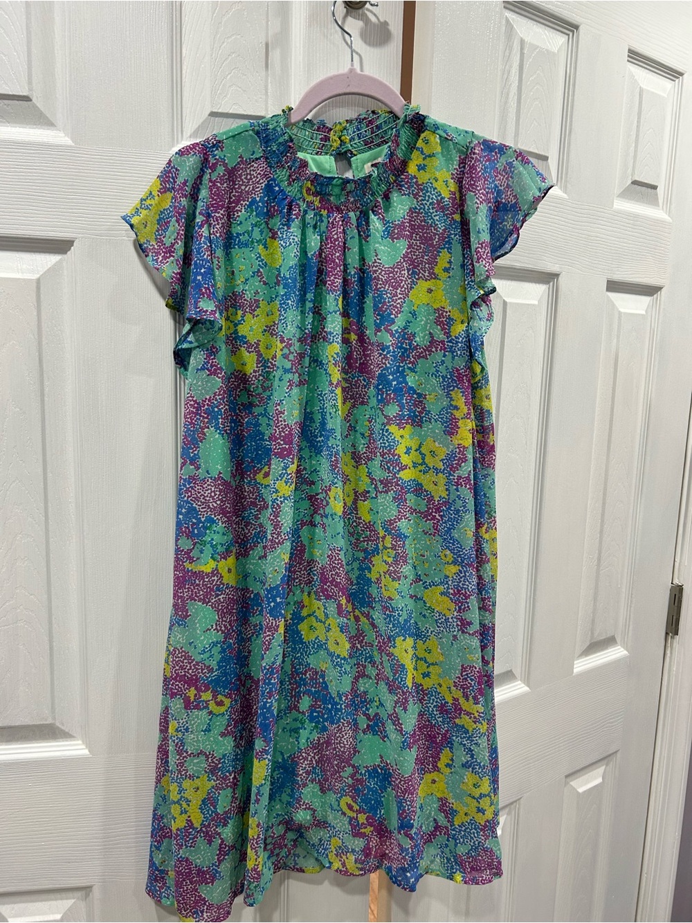 Umgee lined Floral Midi Dress in Teal, Purple & Yellow